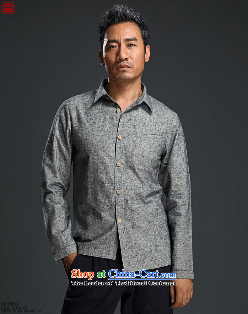 Renowned Chinese Services China wind men long-sleeved shirt and stylish lounge men fall short body yi shirts and decorated in dark gray XL Photo, prices, brand platters! The elections are supplied in the national character of distribution, so action, buy now enjoy more preferential! As soon as possible.