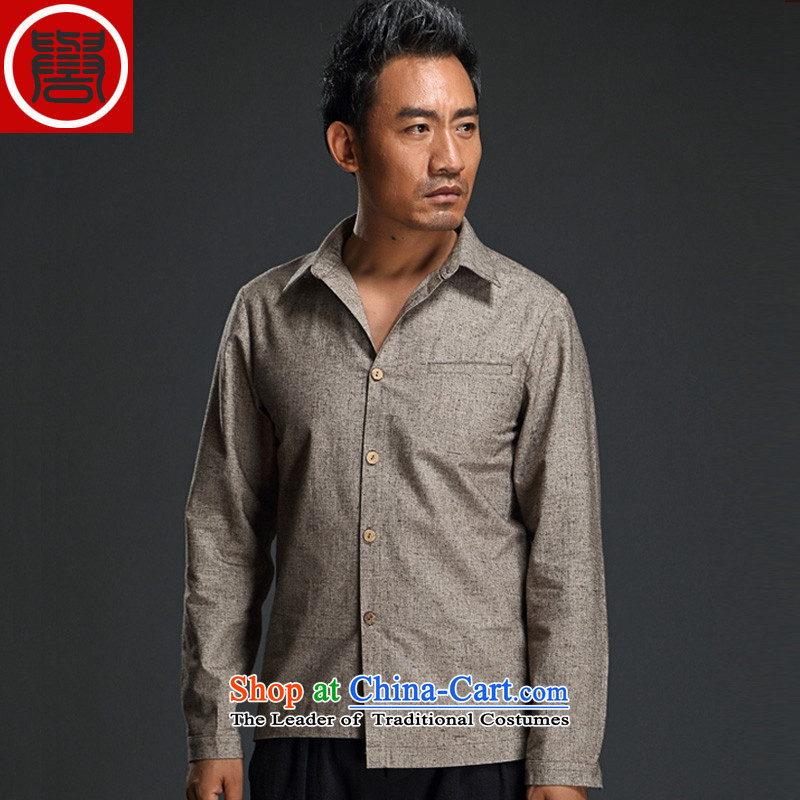 Renowned Chinese Services China wind men long-sleeved shirt and stylish lounge men fall short body yi shirts and decorated in dark gray XL, renowned (chiyu) , , , shopping on the Internet