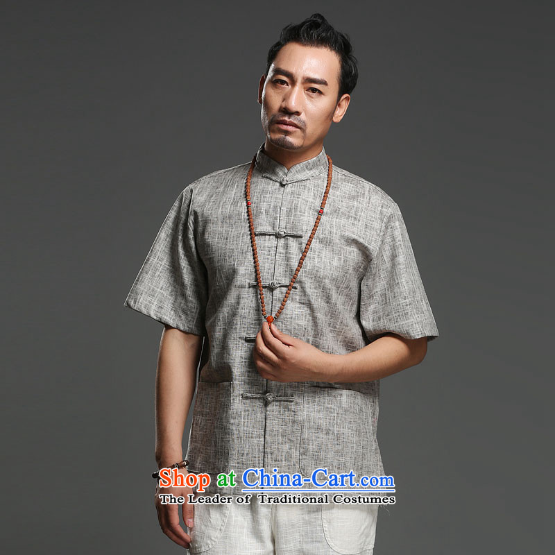 Renowned China wind leisure men improved short-sleeved Tang elderly men in Chinese cotton linen men national costumes Yellow XL, renowned (CHIYU) , , , shopping on the Internet