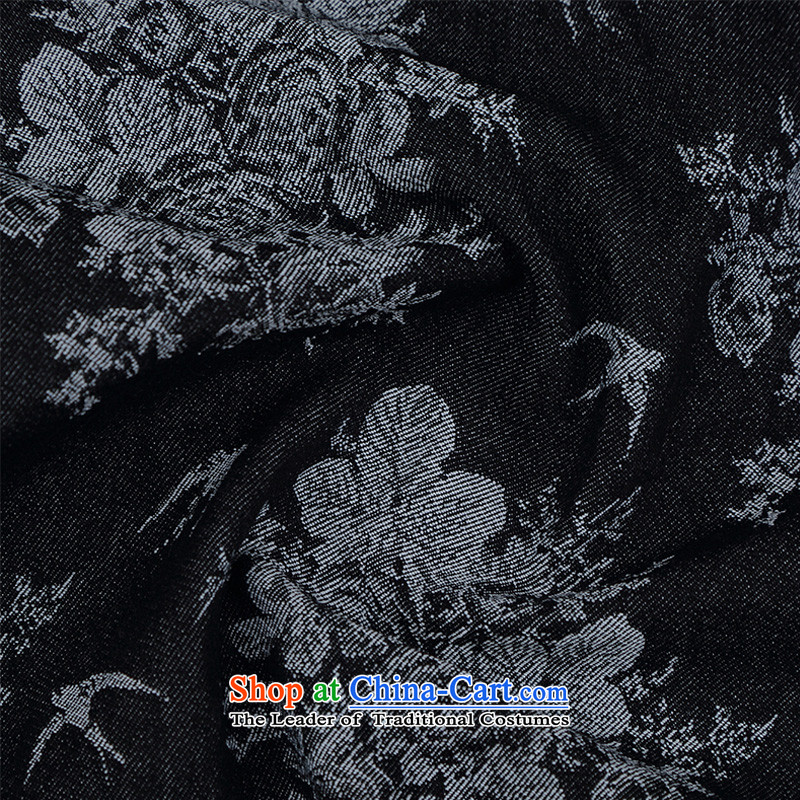Renowned Chinese Tang dynasty Chinese men Service Manual Tray Tie China Wind Jacket Stylish retro knitting cowboy shirt collar jacket Black XL, renowned (chiyu) , , , shopping on the Internet