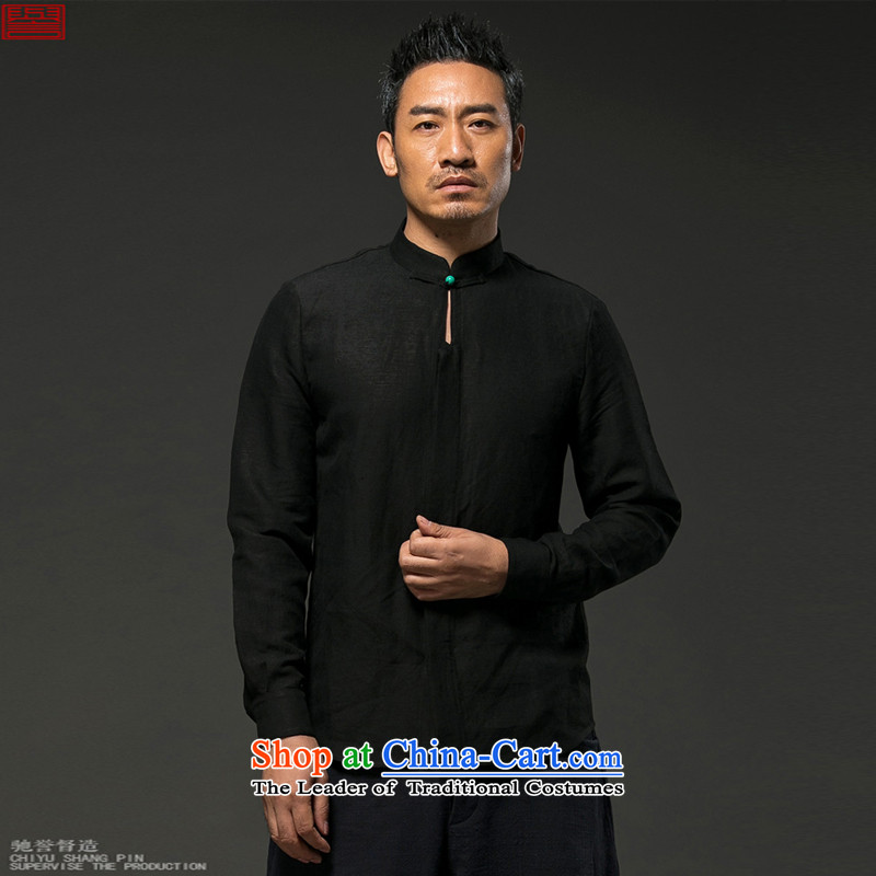 Renowned Chinese services during the spring and autumn men long-sleeved linen with leisure linen china wind loose cotton linen shirts and blouses Tang Black XL, renowned (chiyu) , , , shopping on the Internet