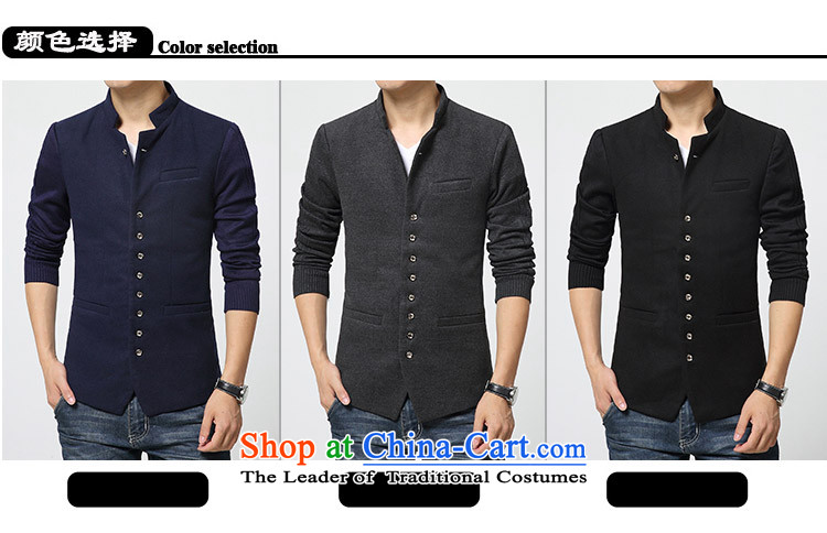 2015 Korean waxberry collar small business suit male and single West Tang Dynasty Chinese tunic stitching Knitted cuffs Sau San men leisure suit Male Blue M suitable for 105 catties of pictures, prices, brand platters! The elections are supplied in the national character of distribution, so action, buy now enjoy more preferential! As soon as possible.