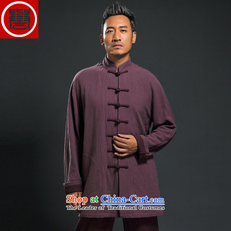 Renowned new fall ethnic men Tang Dynasty Chinese long-sleeved improvements Han-China wind ball-Tang Dynasty to men and wine red XXL, renowned (CHIYU) , , , shopping on the Internet