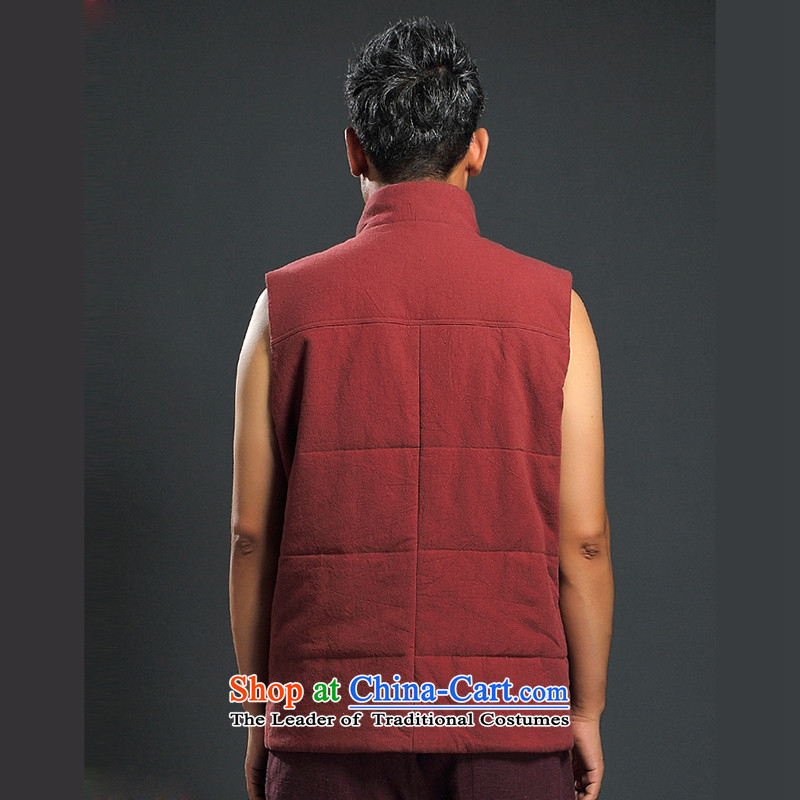 Renowned China Wind Vest the autumn and winter Tang dynasty national men's Chinese collar short jacket, men's sleeveless jacket orange XXXL, renowned (CHIYU) , , , shopping on the Internet
