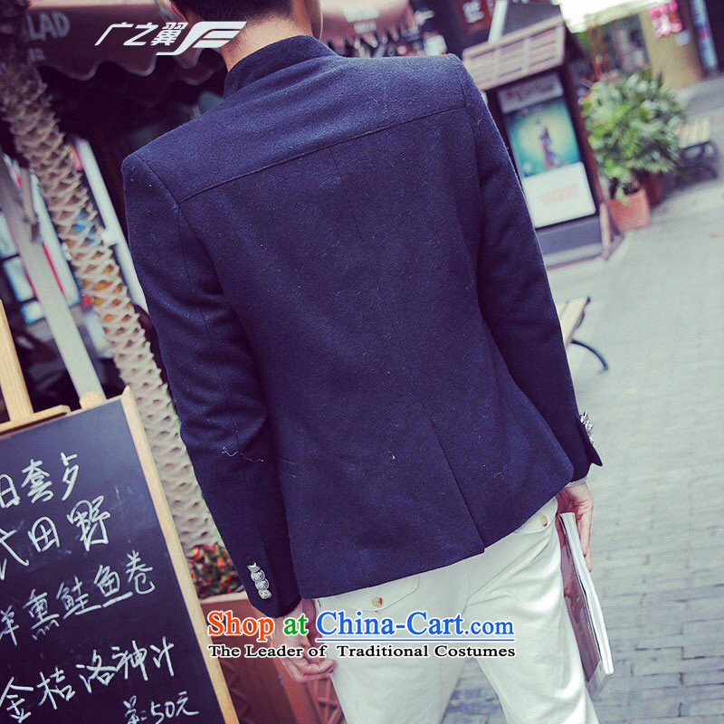 Wide Wing men is smart casual, Chinese tunic men thick hair? collar Coat small dark blue suit M Wide Wing , , , shopping on the Internet