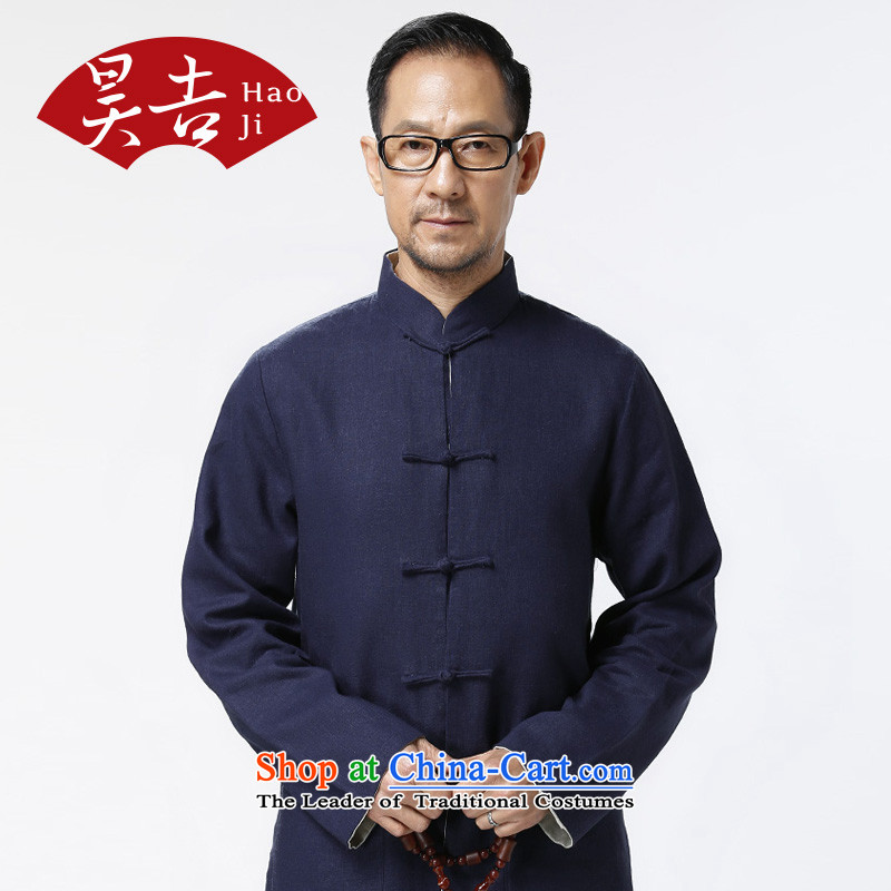 Ho Chi Reversible Tang dynasty male jacket cotton linen clothes older men with father Han-grandfather ball possession blue (service on both sides of beige) M Ho Gil through shopping on the Internet has been pressed.