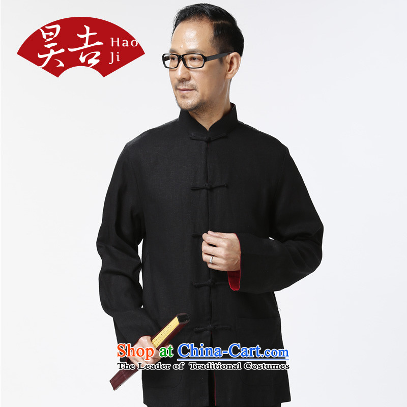 Ho Chi Reversible Tang dynasty male jacket cotton linen clothes older men with father Han-grandfather ball possession blue (service on both sides of beige) M Ho Gil through shopping on the Internet has been pressed.