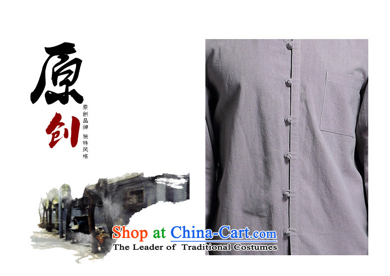 Renowned Tang dynasty male Han-linen shirt men Tang dynasty loose solid color shirt autumn China wind men linen long-sleeved shirt light gray XL Photo, prices, brand platters! The elections are supplied in the national character of distribution, so action, buy now enjoy more preferential! As soon as possible.