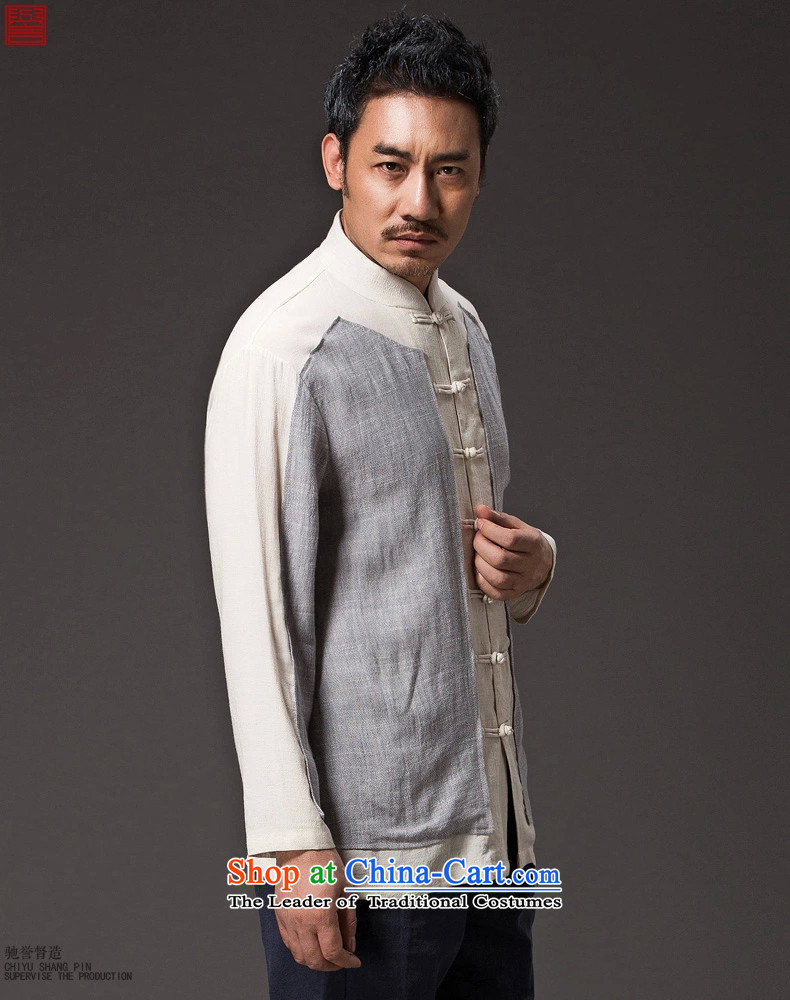 Renowned Tang dynasty China wind male Han-men linen shirt cheongsams long-sleeved Sau San Chinese Men's Shirt clip and disk spring and autumn gray T-shirt XXXL picture, prices, brand platters! The elections are supplied in the national character of distribution, so action, buy now enjoy more preferential! As soon as possible.