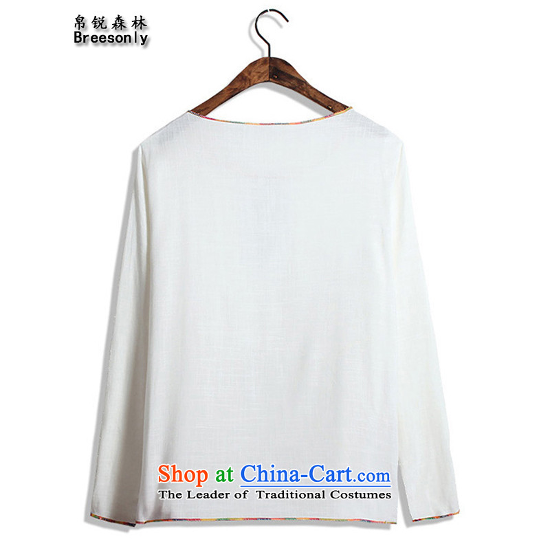 8Vpro Forest (2015) national dress breesonly men fall of long-sleeved T-shirt and XL leisure cotton linen white XXL, M66 t-shirt silk vpro forest (breesonly) , , , shopping on the Internet