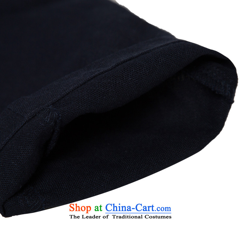 Renowned China wind cotton linen tea service Tang dynasty long-sleeved improved Han-spiritual services need to come to grips loose ball-T-shirt and a pair of dark blue XXXL, renowned (CHIYU) , , , shopping on the Internet