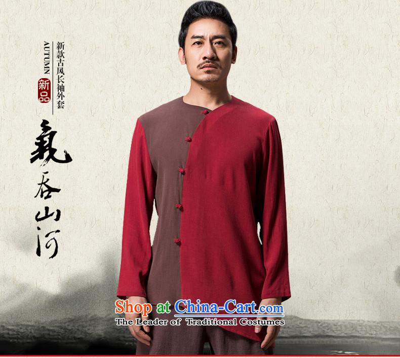 Renowned China wind men long-sleeved cotton linen men casual Chinese Disc detained men Tang dynasty middle-aged national character Han-men wearing red L picture, prices, brand platters! The elections are supplied in the national character of distribution, so action, buy now enjoy more preferential! As soon as possible.