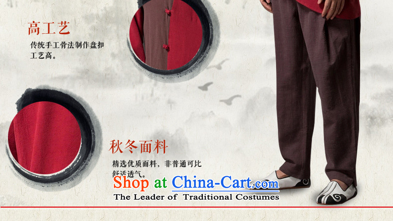 Renowned China wind men long-sleeved cotton linen men casual Chinese Disc detained men Tang dynasty middle-aged national character Han-men wearing red L picture, prices, brand platters! The elections are supplied in the national character of distribution, so action, buy now enjoy more preferential! As soon as possible.