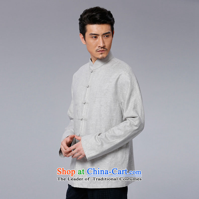 To Tang Dynasty Dragon 2015 autumn and winter New China wind men Flex-cotton Long-sleeve 15598 Light Gray Light Gray 50 to lung , , , shopping on the Internet