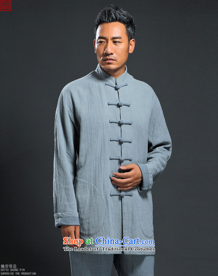 Renowned 2015 Men's Shirt jacket autumn Tang Dynasty Chinese long-sleeved jacket snap up linen china wind autumn improved Tang dynasty and the new dark blue L picture, prices, brand platters! The elections are supplied in the national character of distribution, so action, buy now enjoy more preferential! As soon as possible.