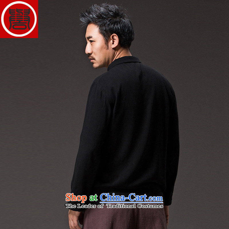 Renowned China wind lapel of long-sleeved T-shirt men Tang Dynasty Chinese male Han-han-disk-Sau San leisure clothes men's black XXXL, renowned (CHIYU) , , , shopping on the Internet