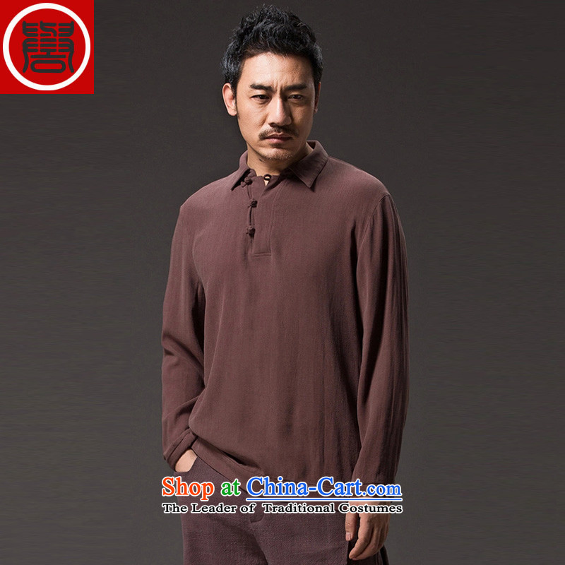 Renowned China wind lapel of long-sleeved T-shirt men Tang Dynasty Chinese male Han-han-disk-Sau San leisure clothes men's black XXXL, renowned (CHIYU) , , , shopping on the Internet