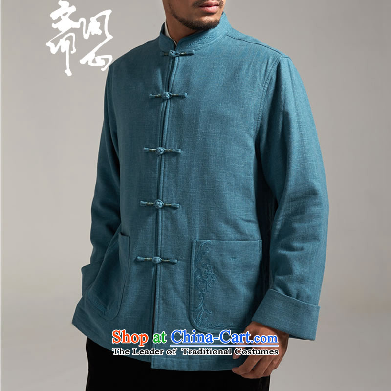 Q Shinsaibashi represented a health (men of autumn and winter new Chinese Tang dynasty collar robe jacket 2627 Blue XL, what Ramadan , , , shopping on the Internet