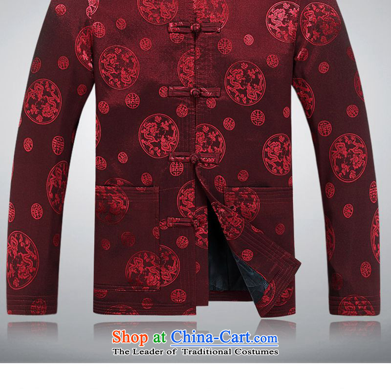 The European Health, 2015 autumn and winter in the new Large Chinese leisure Older long-sleeved sweater elderly retro Tang blouses men thick jacket father boxed birthday services deep red 175/L, Europe Health (OULANGGE) , , , shopping on the Internet