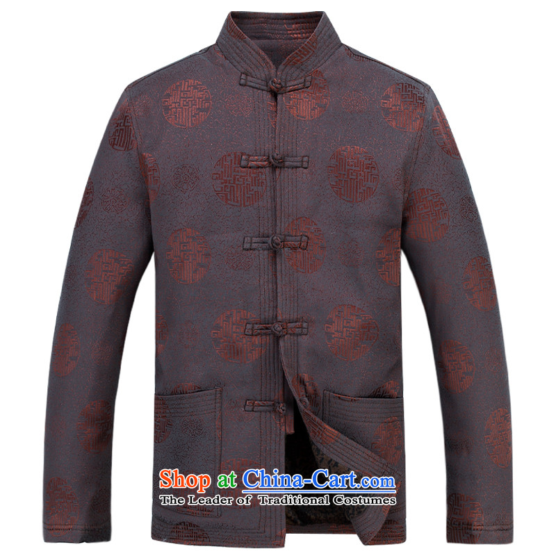 The European Health of autumn and winter 2015 new father replacing Chinese Antique long-sleeved Tang dynasty thick warm jacket coat birthday birthday celebrations leisure services Mock-neck Chinese tunic tide 170/M, Brown (OULANGGE OSCE health) , , , shop