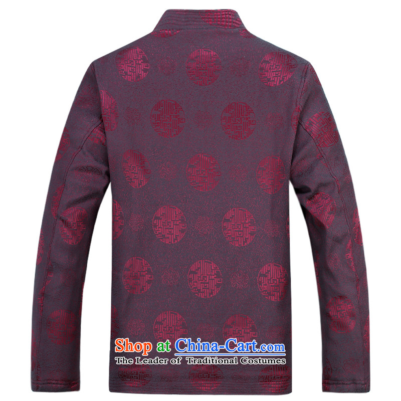 The European Health of autumn and winter 2015 new father replacing Chinese Antique long-sleeved Tang dynasty thick warm jacket coat birthday birthday celebrations leisure services Mock-neck Chinese tunic tide 170/M, Brown (OULANGGE OSCE health) , , , shop