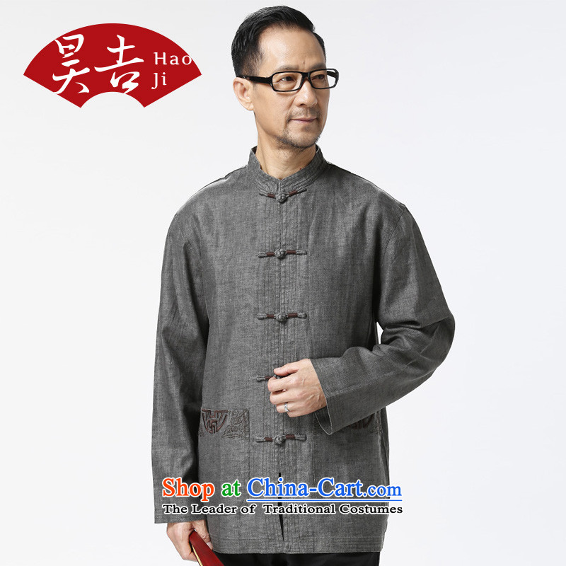 Ho-gil of the elderly men loaded autumn clothes of older persons in the jacket Tang older China wind Tang long-sleeved T-shirt with light gray , L Ho ji.... shopping on the Internet