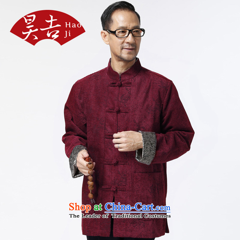 Ho Chi men older corduroy long-sleeved blouses flip gross short-sleeved jacket Tang older persons fall RED M
