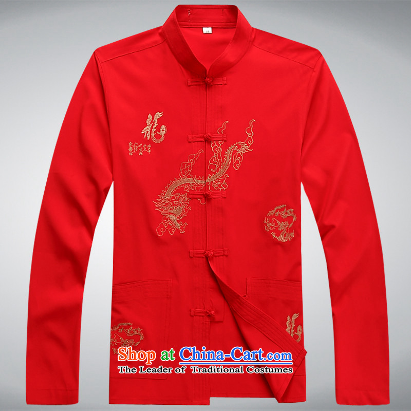 The European Health, 2015 new spring and fall in the number of older red T-shirt festive Chinese long-sleeved Tang dynasty male summer leisure grandpa load elderly jacket China wind Han-black 190/XXXL, Europe Health (OULANGGE) , , , shopping on the Intern