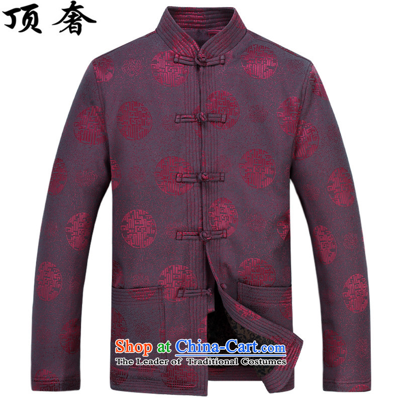 Top Luxury 2015 autumn and winter, older men Tang blouses and lint-free thick loose fit Older long-sleeved jacket over shou version relaxd dress blue Millennium) Red Kit L/175, top luxury shopping on the Internet has been pressed.