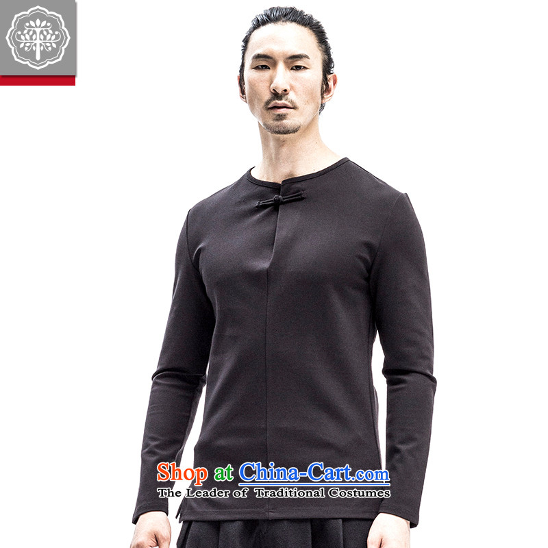 2015 Autumn to tree new men of cotton long-sleeved T-shirt with round collar solid color leisure Chinese Disc Clip T-shirt Sau San designer brands Hyun color to tree (EYENSREE 175/L,) , , , shopping on the Internet