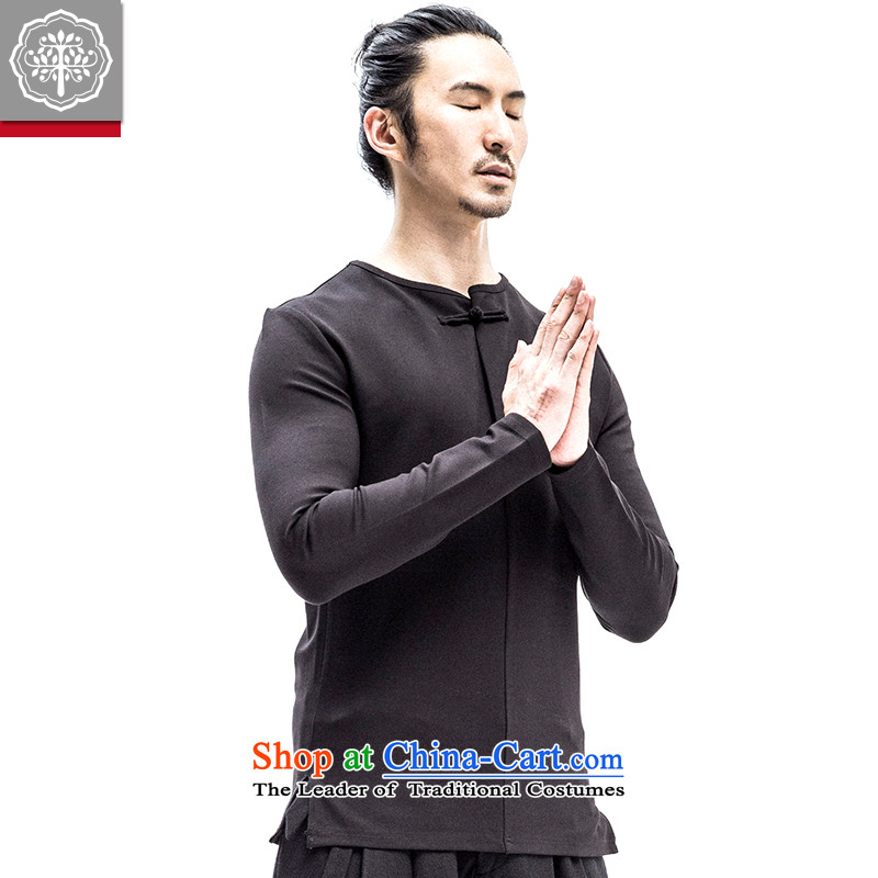 2015 Autumn to tree new men of cotton long-sleeved T-shirt with round collar solid color leisure Chinese Disc Clip T-shirt Sau San designer brands Hyun color to tree (EYENSREE 175/L,) , , , shopping on the Internet