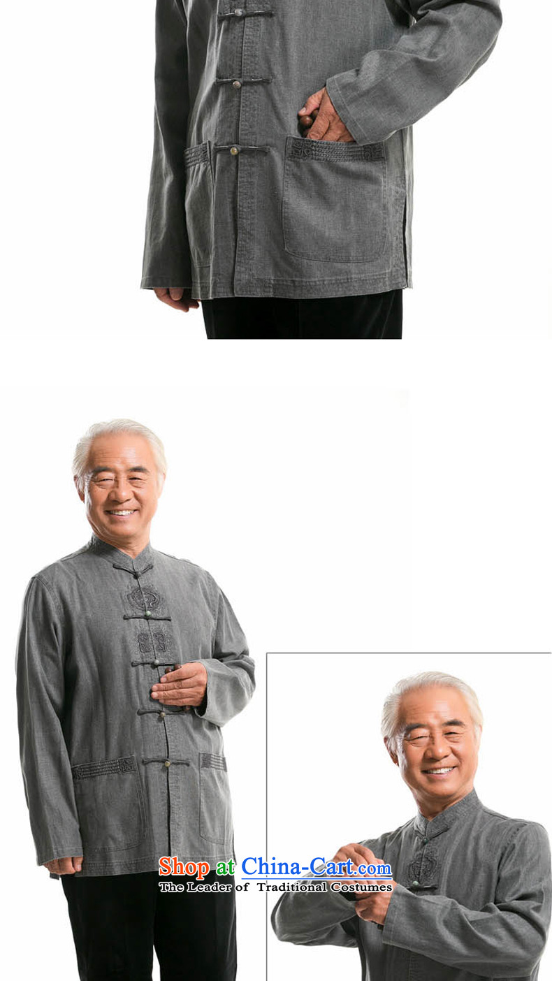 The new line of Bosnia and thre autumn men long-sleeved Tang dynasty China wind Men's Mock-Neck Tang in older manual Tray Tie long-sleeved Tang Gown of ethnic men Tang dynasty blue-gray XL/180 picture, prices, brand platters! The elections are supplied in the national character of distribution, so action, buy now enjoy more preferential! As soon as possible.
