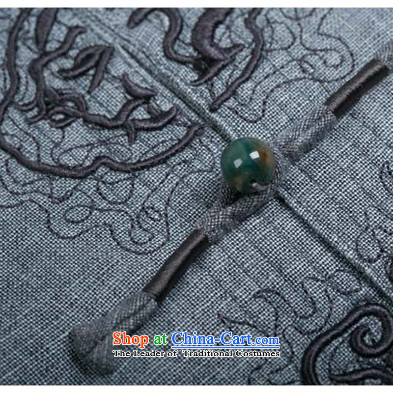 The new line of Bosnia and thre autumn men long-sleeved Tang dynasty China wind Men's Mock-Neck Tang in older manual Tray Tie long-sleeved Tang Gown of ethnic men Tang dynasty blue-gray XL/180, thre line (gesaxing and Tobago) , , , shopping on the Interne