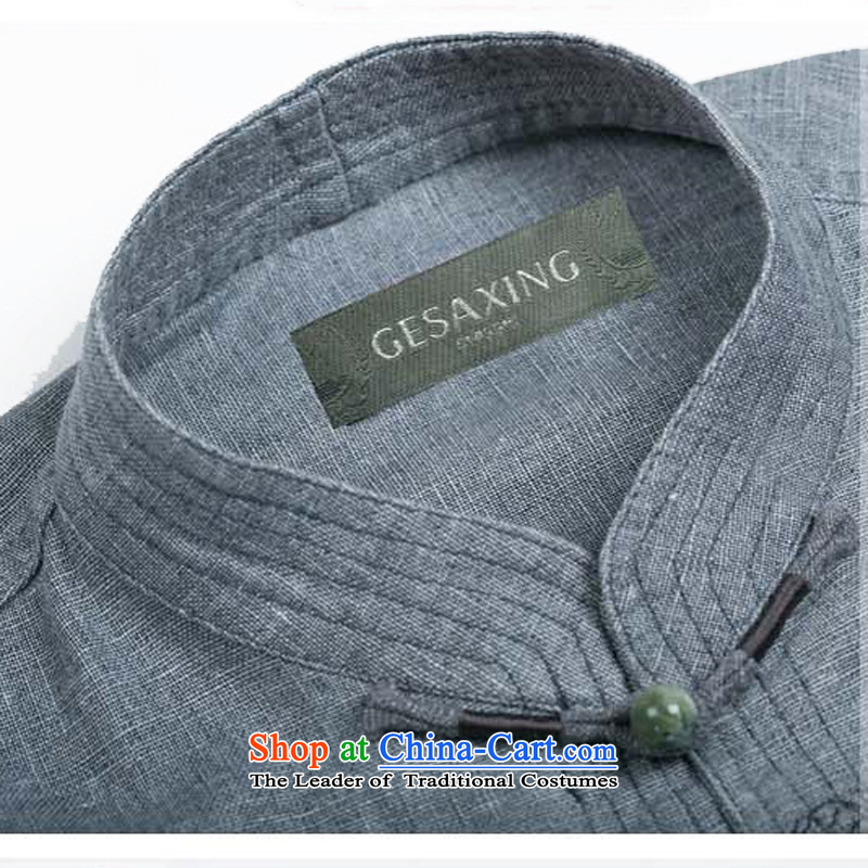 The new line of Bosnia and thre autumn men long-sleeved Tang dynasty China wind Men's Mock-Neck Tang in older manual Tray Tie long-sleeved Tang Gown of ethnic men Tang dynasty blue-gray XL/180, thre line (gesaxing and Tobago) , , , shopping on the Interne