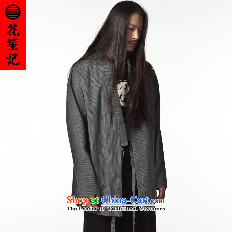 His Excellency spend a note national retro China wind Dark Streaks Pure Cotton Han-young men with a Chinese style leisure autumn large gray (L), Flower (HUSENJI Polisario) , , , shopping on the Internet