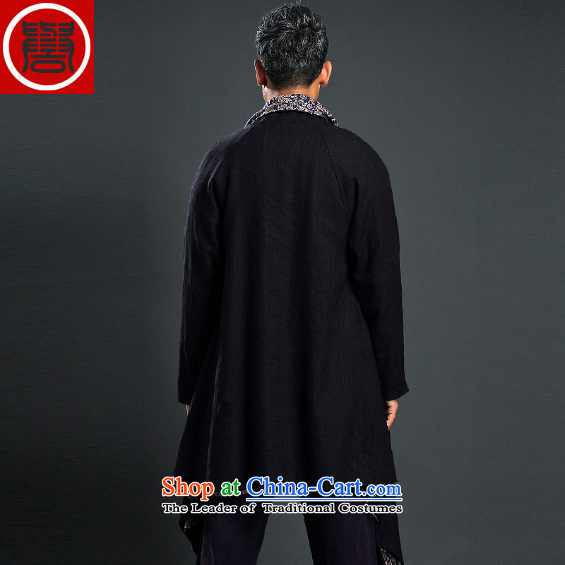 Renowned Tang dynasty China wind male Han-yi, cotton leprosy linen ball-zen unexpected grand prix cardigan loose double-sided frock coat black two wearing windbreaker , L, renowned (CHIYU) , , , shopping on the Internet