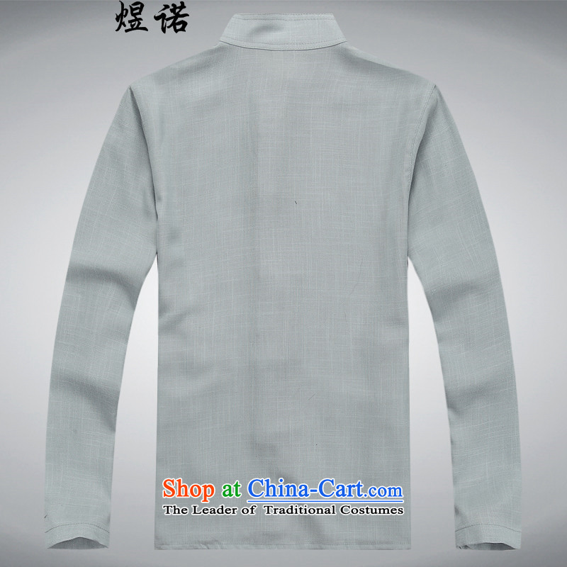 The Fall of Man Yuk long-sleeved blouses autumn Tang dynasty in older men Kit Chinese linen: China wind load grandpa load dress dad large gray suit XL/180, familiar with the , , , shopping on the Internet