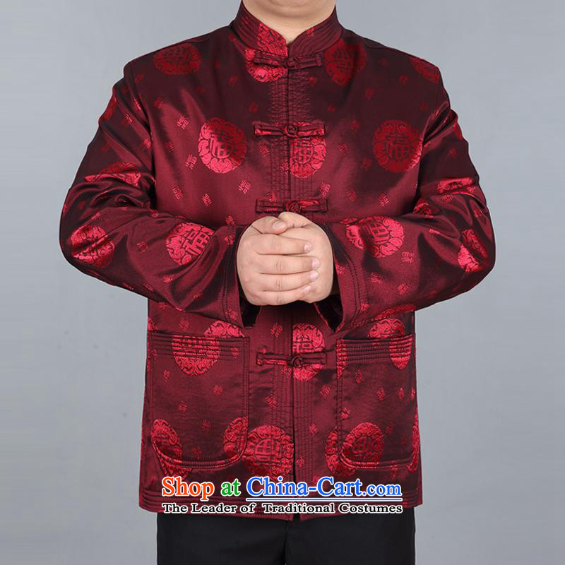 The elderly in the Tang dynasty aeroline male father boxed long-sleeved cotton two kits deep red XXXL,MEROPIA,,, shopping on the Internet