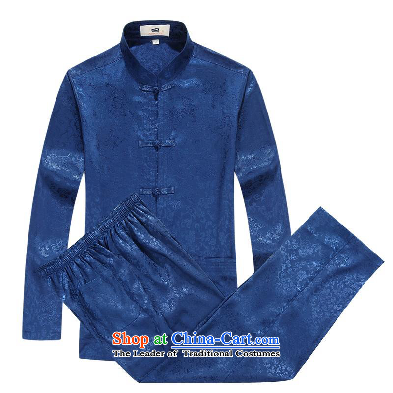 The elderly in the Tang dynasty aeroline male father boxed long-sleeved blue M,MEROPIA,,, two kits online shopping