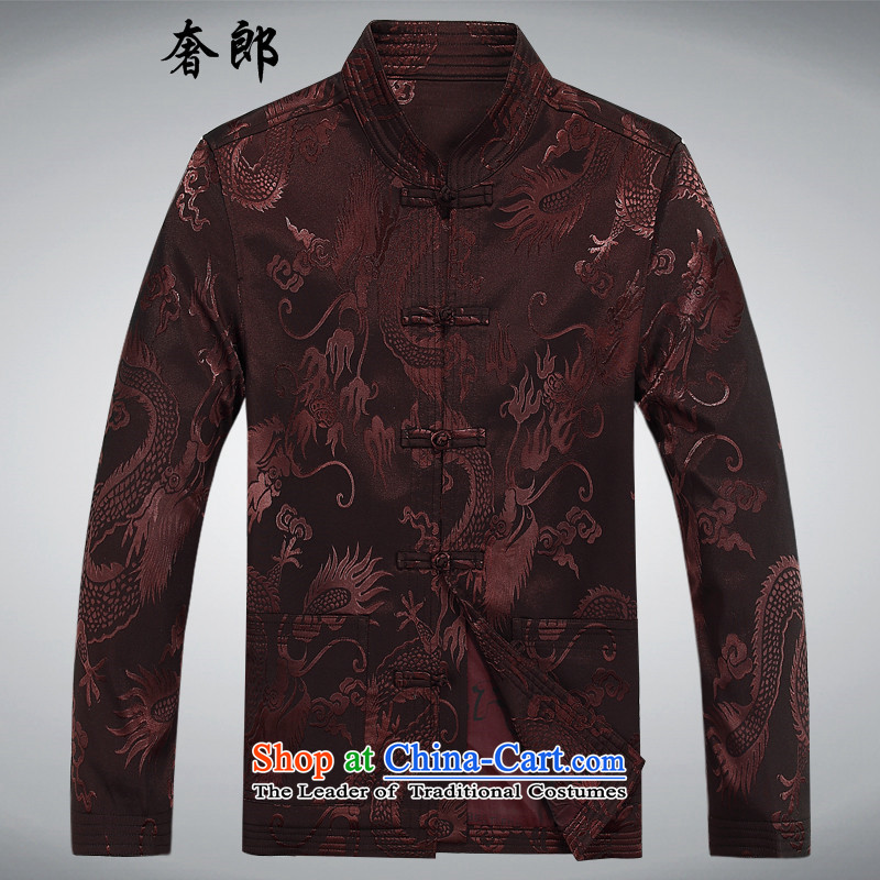 The extravagance in health of older men's jackets Tang long-sleeved jacket thickened the autumn and winter package large Chinese national costumes father replacing Chinese thin jacket coat grandpa male brown kit M/170, luxury health , , , shopping on the