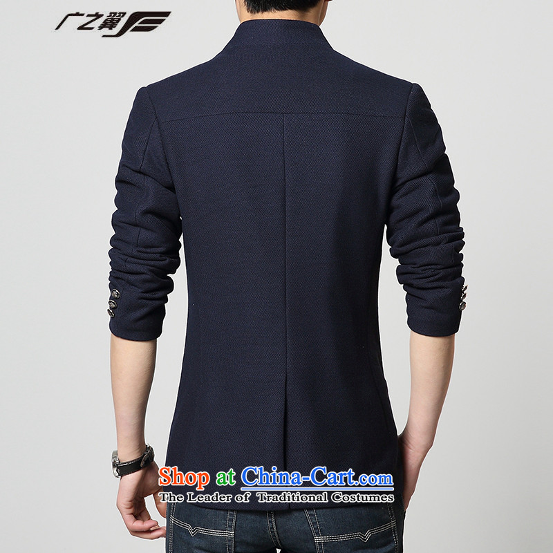Wide Wing Men's Mock-Neck Chinese tunic large stylish casual jacket men in long fourth quarter applicable jacket blue XXL, Wide Wing , , , shopping on the Internet