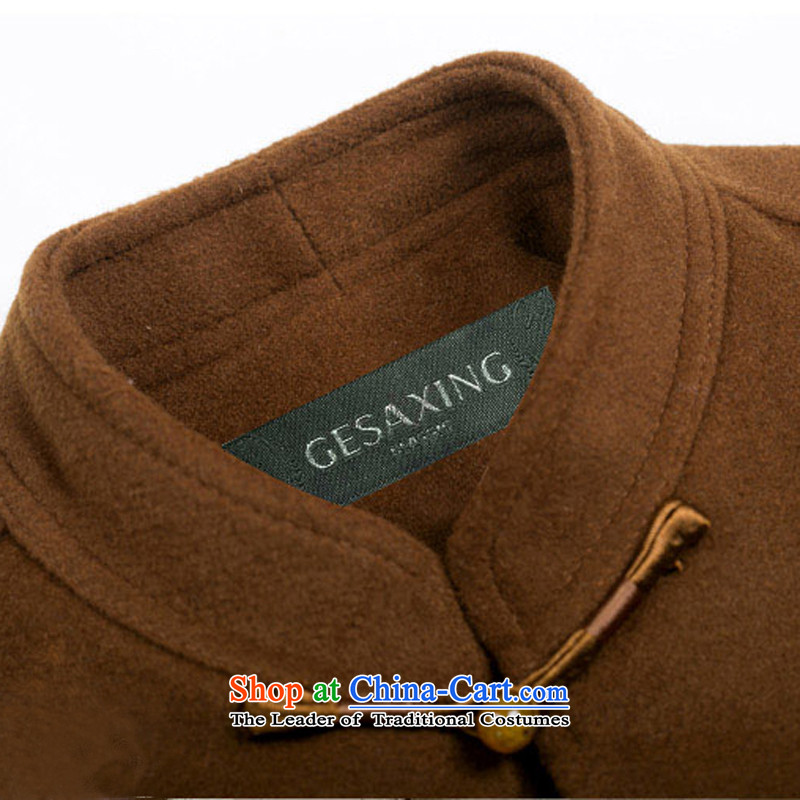 The new man China wind construction? the elderly in the Cuff gross autumn and winter coats stylish Tang dynasty ethnic Men's Mock-Neck disc? Gross deduction for autumn and winter by long-sleeved shirt and brown L/175, F7719 thre gesaxing line () , , , sho