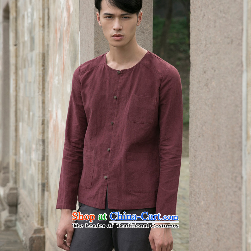 Reported Choi original Chinese men and young and middle-aged relaxd linen: Solid color no neck shirt retro Tang installed China Elegance Road T-shirt Black XL, reported the fiscal Saga (BAOCAISHIJIA) , , , shopping on the Internet