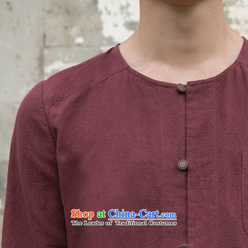 Reported Choi original Chinese men and young and middle-aged relaxd linen: Solid color no neck shirt retro Tang installed China Elegance Road T-shirt Black XL, reported the fiscal Saga (BAOCAISHIJIA) , , , shopping on the Internet
