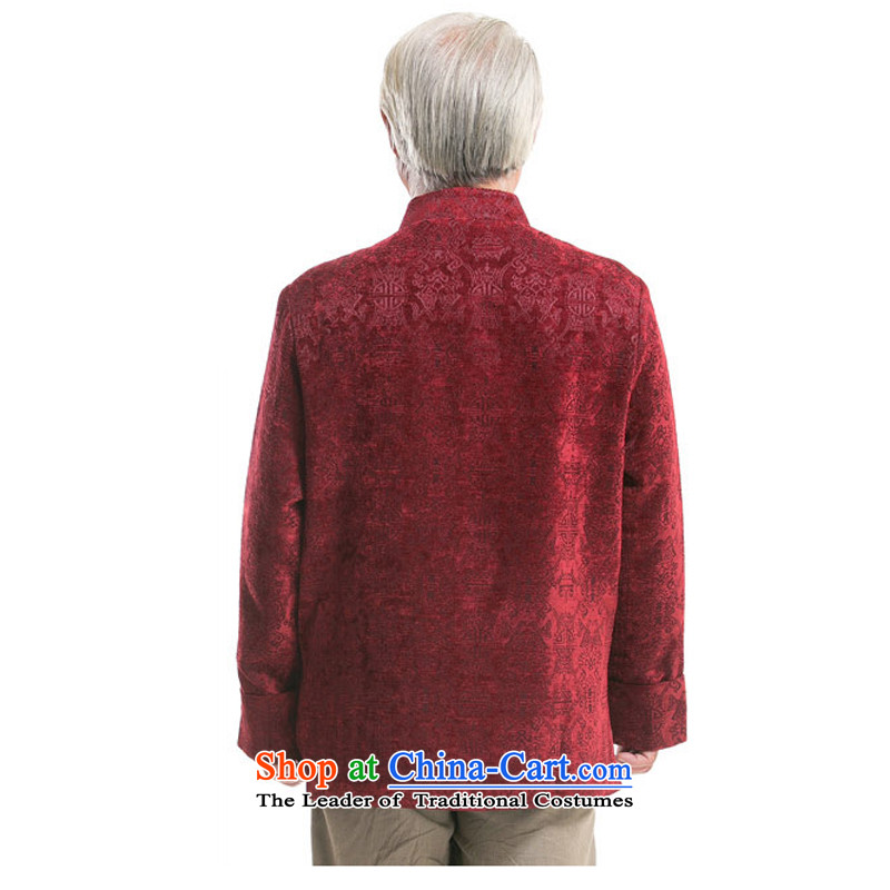 The autumn and winter New Men Chinese Stamp Beas long-sleeved sweater in older ethnic jacquard Tang install double fish Tang jackets F722  XL/180, wine red and line (gesaxing thre) , , , shopping on the Internet