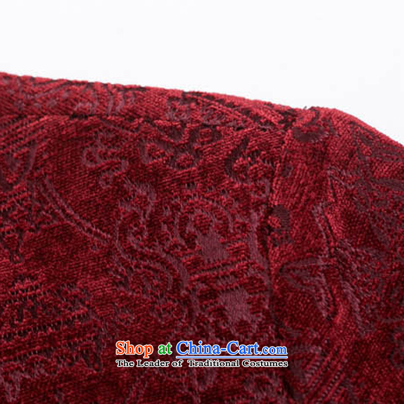 The autumn and winter New Men Chinese Stamp Beas long-sleeved sweater in older ethnic jacquard Tang install double fish Tang jackets F722  XL/180, wine red and line (gesaxing thre) , , , shopping on the Internet