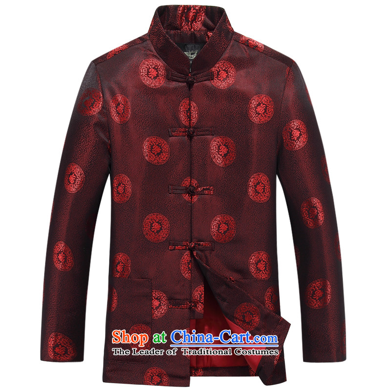 The autumn and winter, aeroline Tang dynasty men's long-sleeved jacket in both the father of older deep red 175,aeroline,,, shopping on the Internet