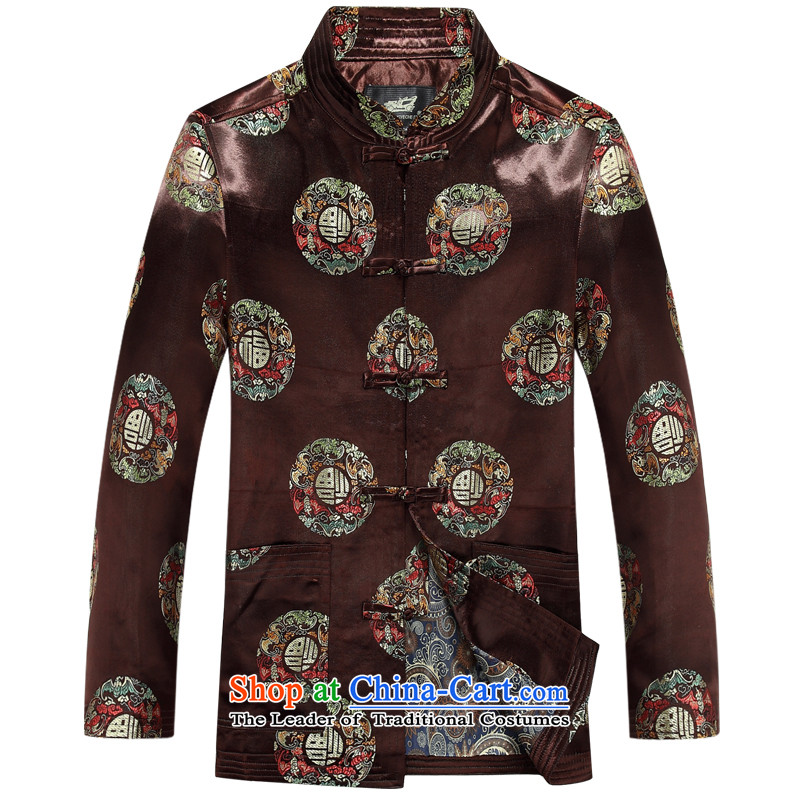 The autumn and winter, aeroline Tang dynasty men's long-sleeved jacket in elderly father brown 170,aeroline,,, shopping on the Internet