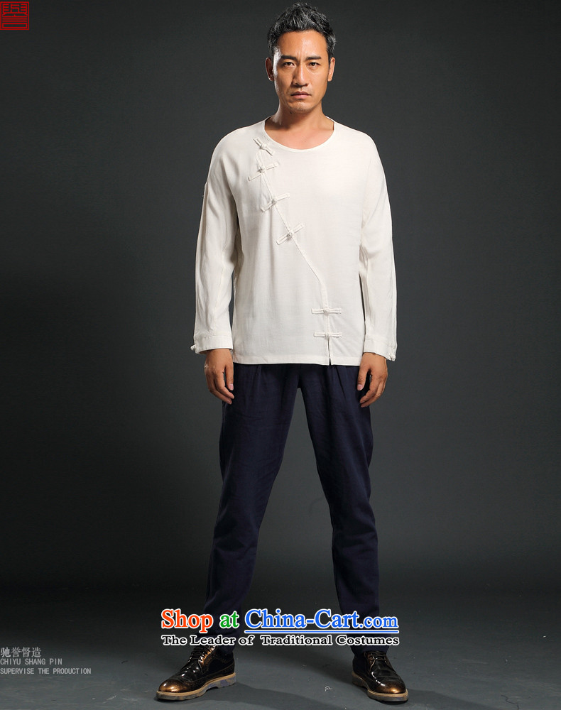 Renowned China wind loading new retro autumn men's Sau San ethnic long-sleeved T-shirt linen Han-tray clip White 4XL Photo, prices, brand platters! The elections are supplied in the national character of distribution, so action, buy now enjoy more preferential! As soon as possible.