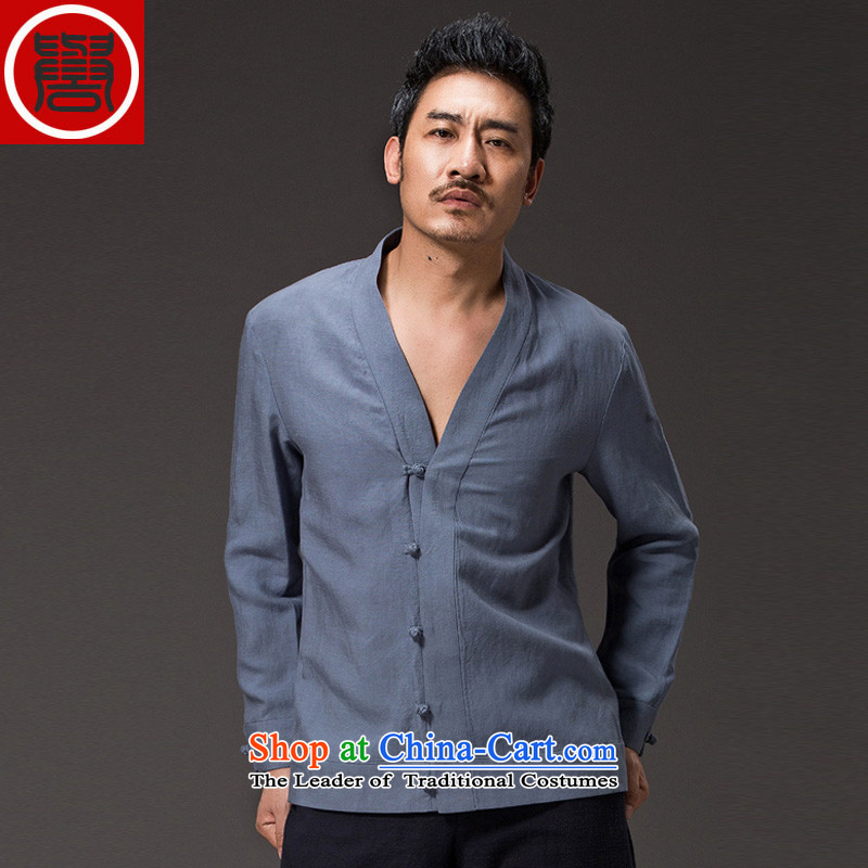 Renowned China wind men Ball Spring Services Tang dynasty male Han-long-sleeved Tencel Ma Han-meditation services jacket Chinese 2,005 XL, renowned (CHIYU) , , , shopping on the Internet
